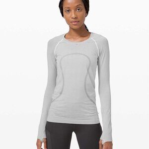 Lululemon Swiftly Tech Long Sleeve in Tempo Stripe Black/White, 8